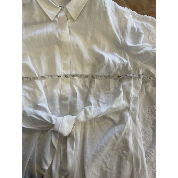 LAUREN RALPH LAUREN 100% Linen Fit & Flare Shirtdress 20W White Pockets NWT - Picture 8 of 10